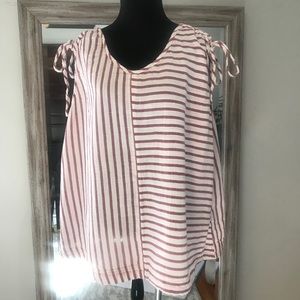 Sleeveless, striped cotton blouse